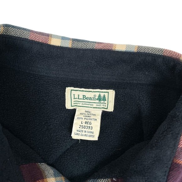 LL Bean Plaid Fleece-Lined Flannel Shirt- Men’s Size L - Picture 3 of 8